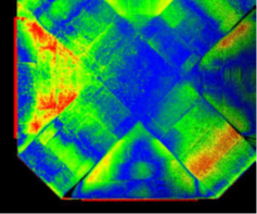 Distance analysis between developed mesh and the point cloud (a) shows minimal deviation between the parametrically developed surface and the real data, less than 1 cm