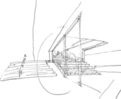Drawings by Álvaro Siza for the Borges & Irmão Bank II: a) perspective detail, 1979, Sketchbook 41, p. 39, Drawing Matter Archive
