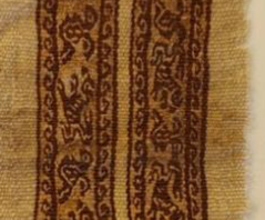 Selected Coptic textiles and indication of the areas analyzed by hh-XRF